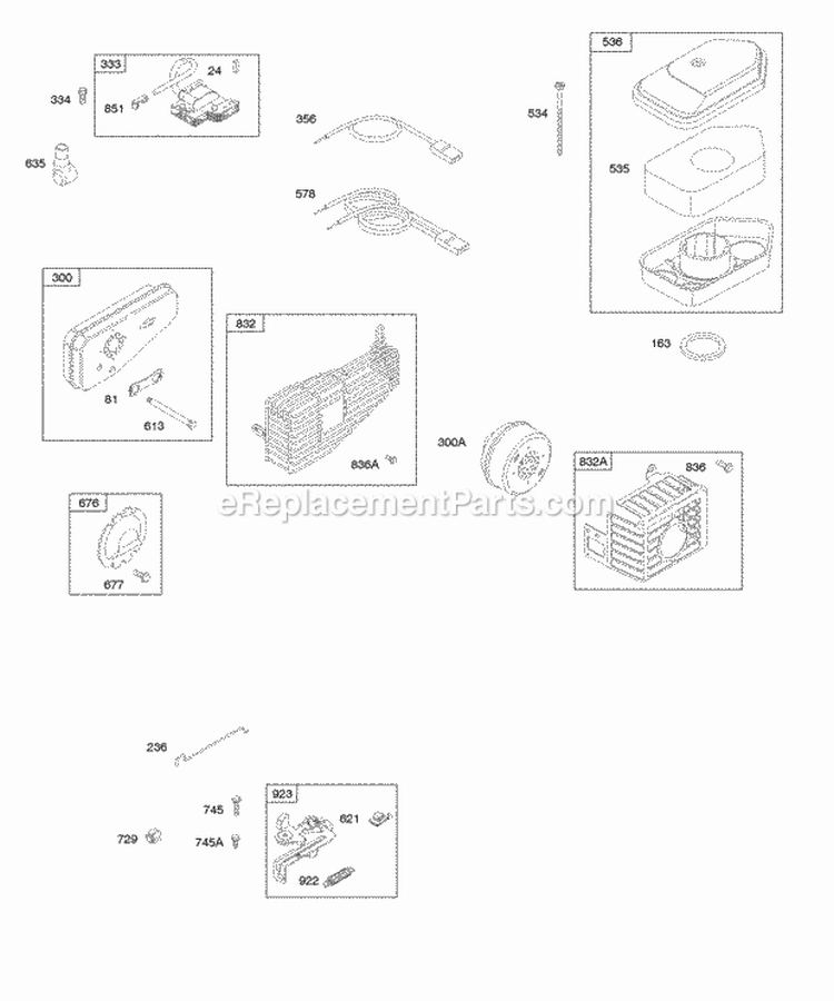 Air Cleaner Brake Exhaust System Ignition Diagram and Parts List for 10M912-0005-E1  Briggs and Stratton Engine